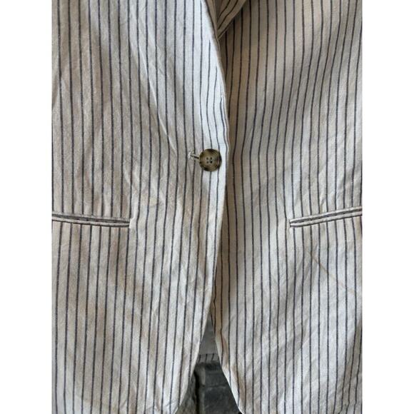 Abercrombie & Fitch Linen Blend Stripe Blazer S White Preppy Classic Career - Picture 3 of 11